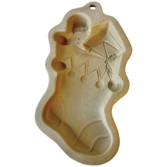 2 Wilton Cookie Art Mold Christmas 1997 Ornament Stocking Stoneware Butter Paper - Picture 2 of 5
